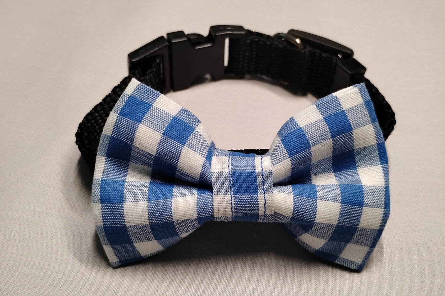 Blue & White Checkers Pet Bow Tie