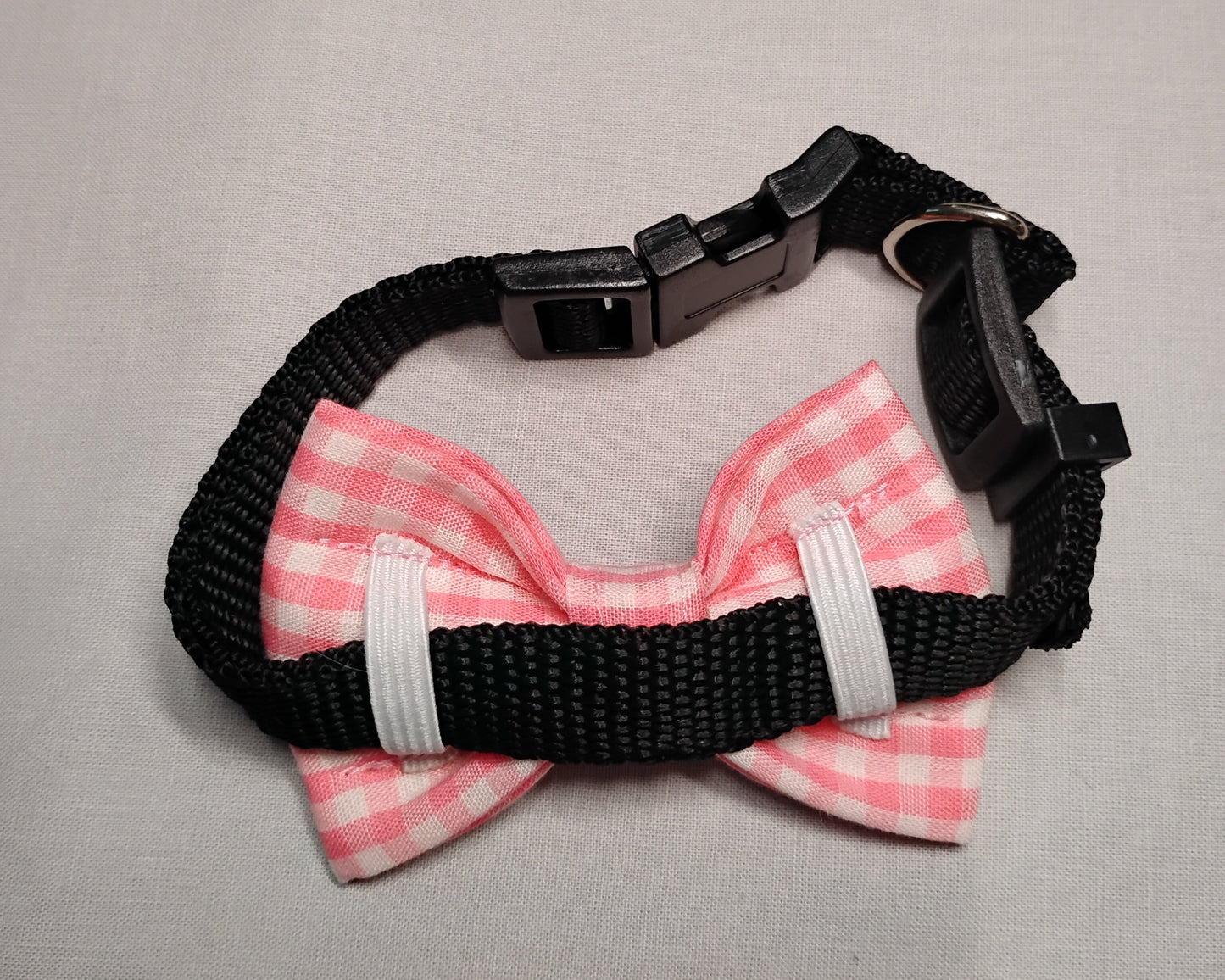 Pink & White Checkers Pet Bow Tie