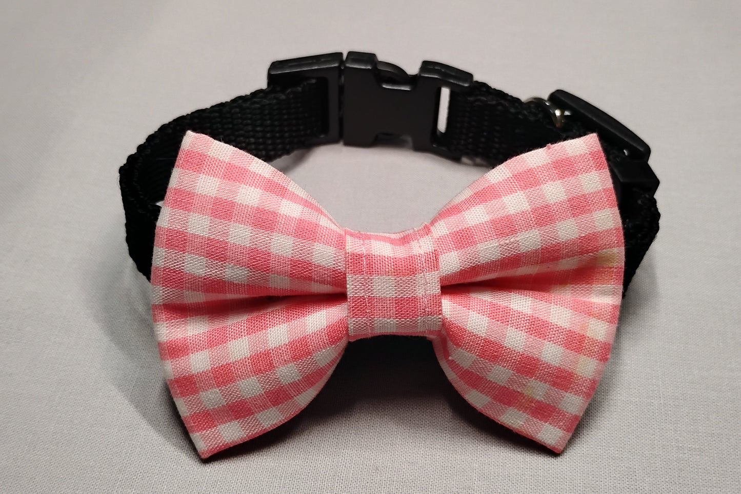 Pink & White Checkers Pet Bow Tie