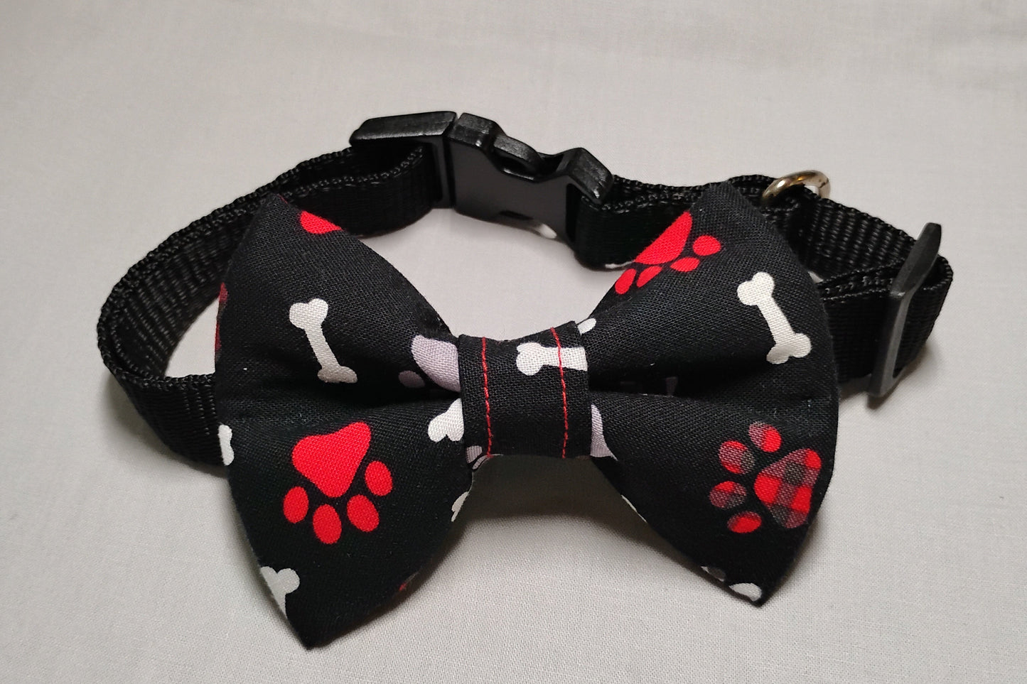 Red, Black & White Dog Themed Pet Bow Tie