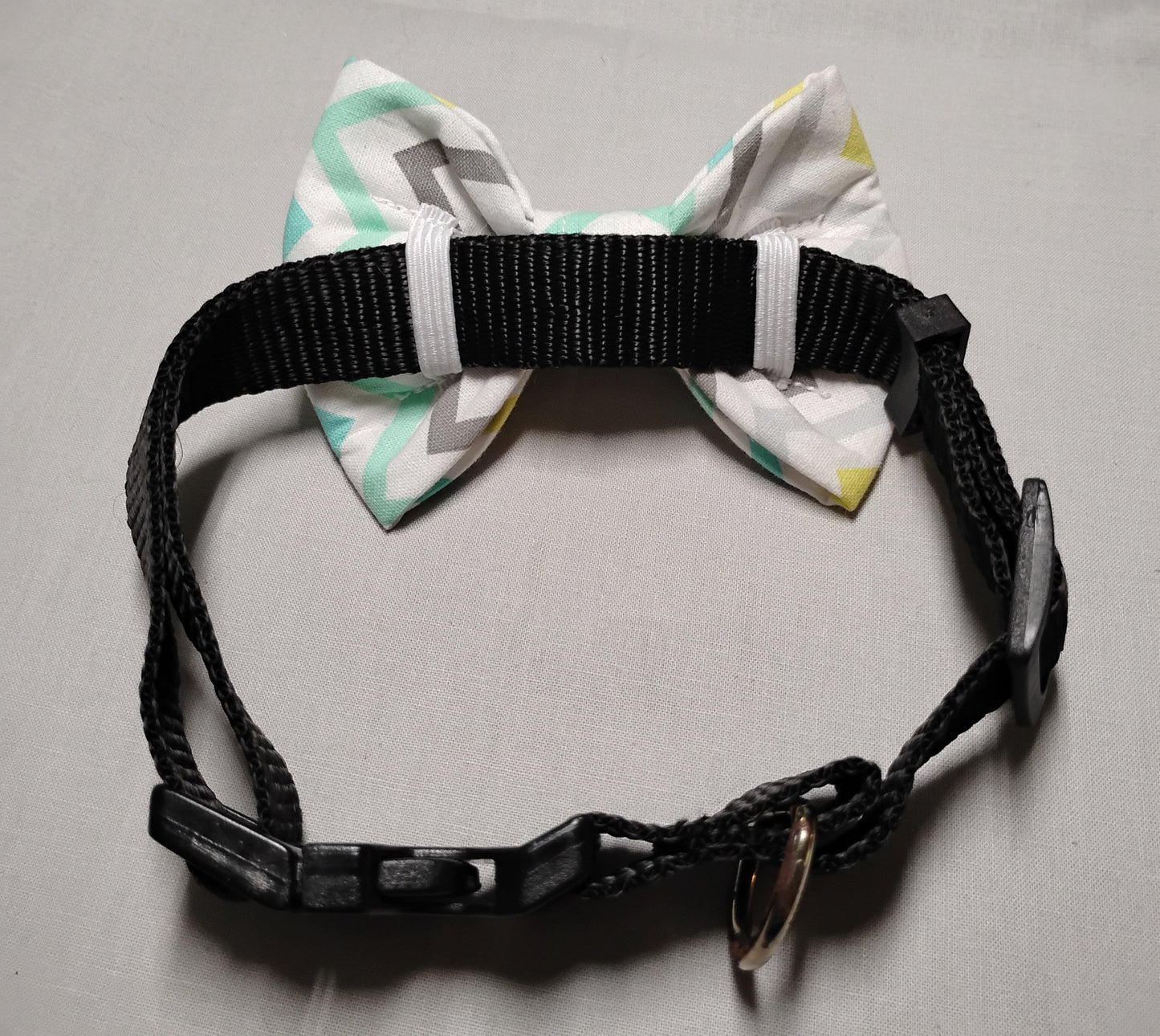 Yellow, Teal, Grey Chevron Pet Bow Tie
