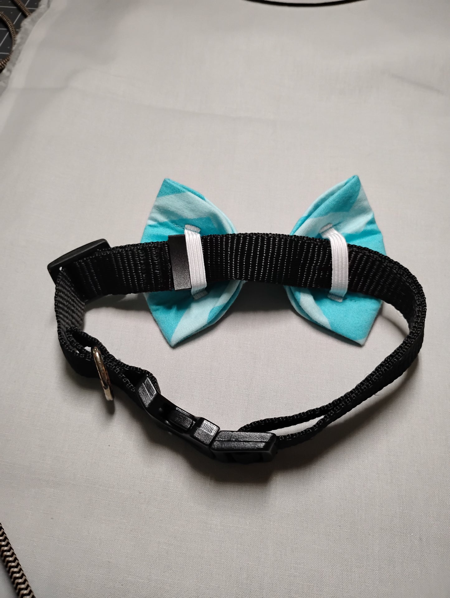Blue Chevron Pet Bow Tie