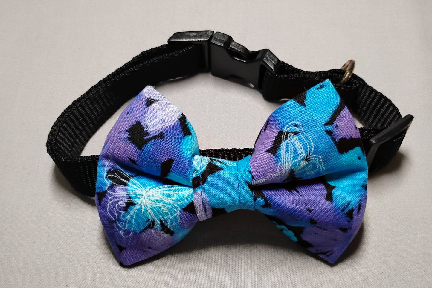 Purple & Blue with Butterflies Pet Bow Tie