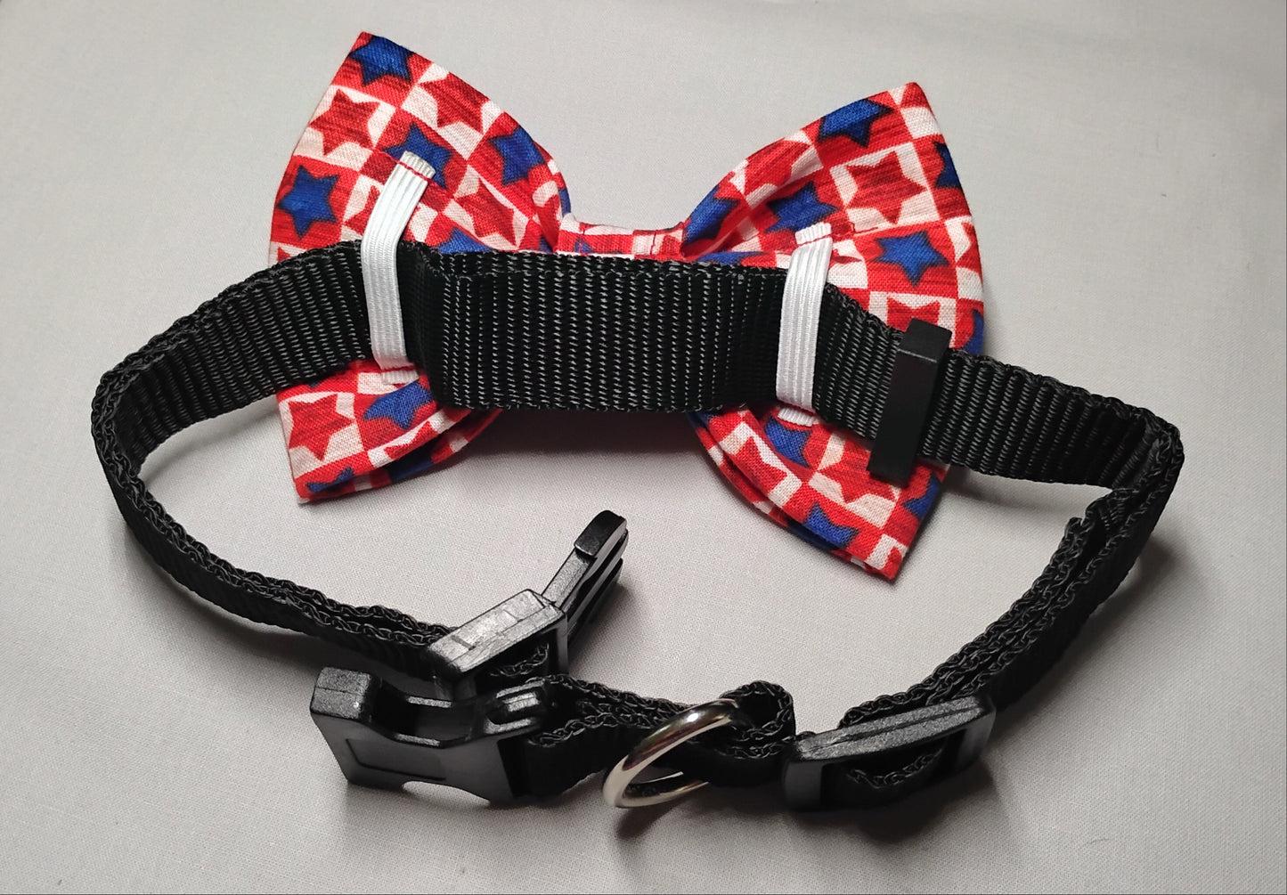 Red, White & Blue Star & Checkered Pet Bow Tie