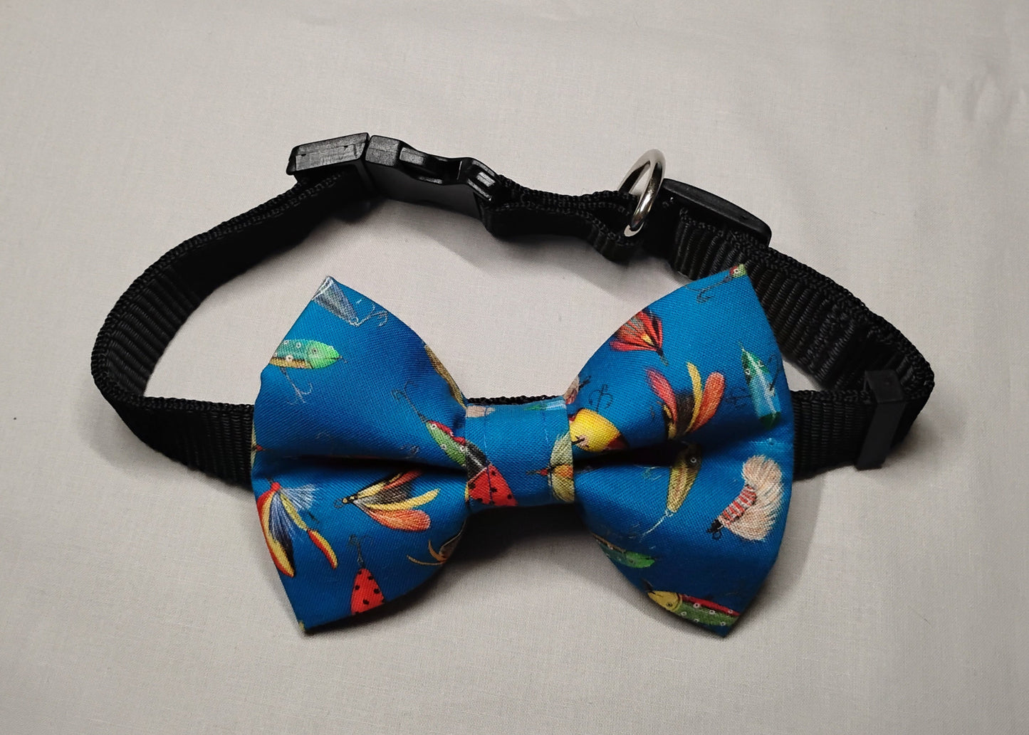 Navy Blue with Fishing Lures Pet Bow Tie