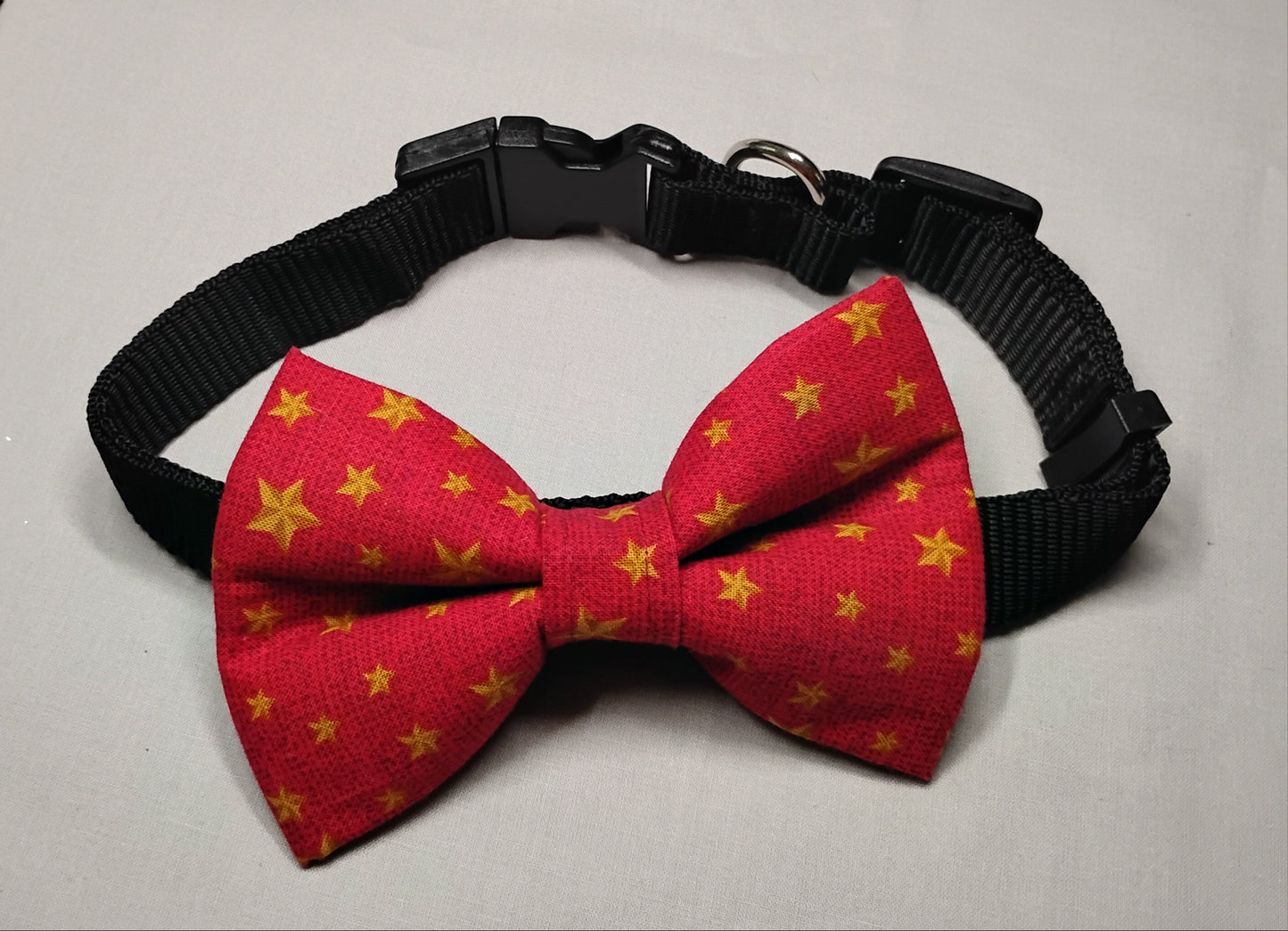 Red with Gold Stars Pet Bow Tie