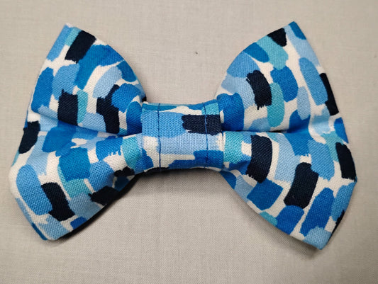 Blue Brush Strokes Pet Bow Tie