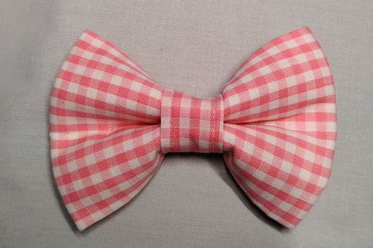 Pink & White Checkers Pet Bow Tie