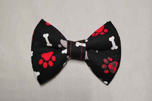 Red, Black & White Dog Themed Pet Bow Tie