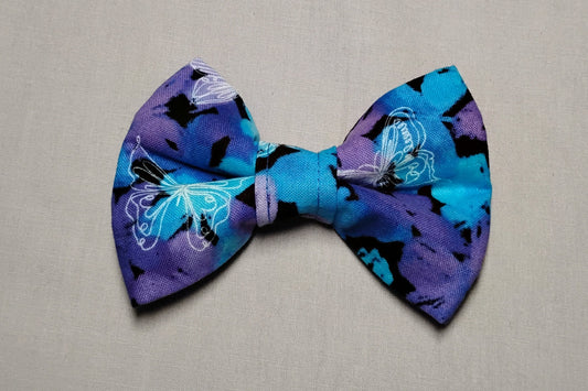 Purple & Blue with Butterflies Pet Bow Tie