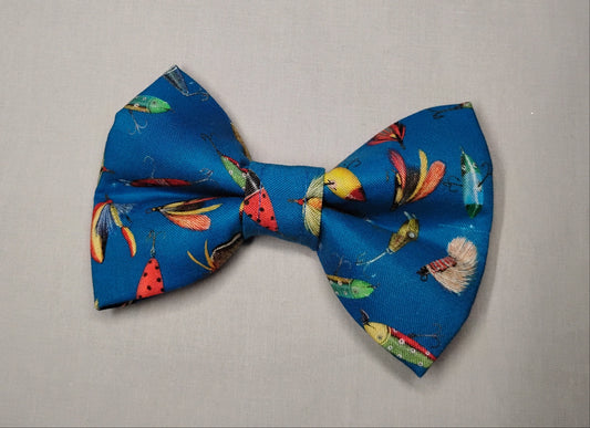 Navy Blue with Fishing Lures Pet Bow Tie