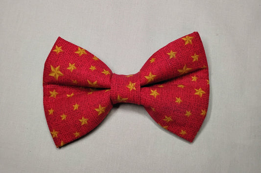 Red with Gold Stars Pet Bow Tie